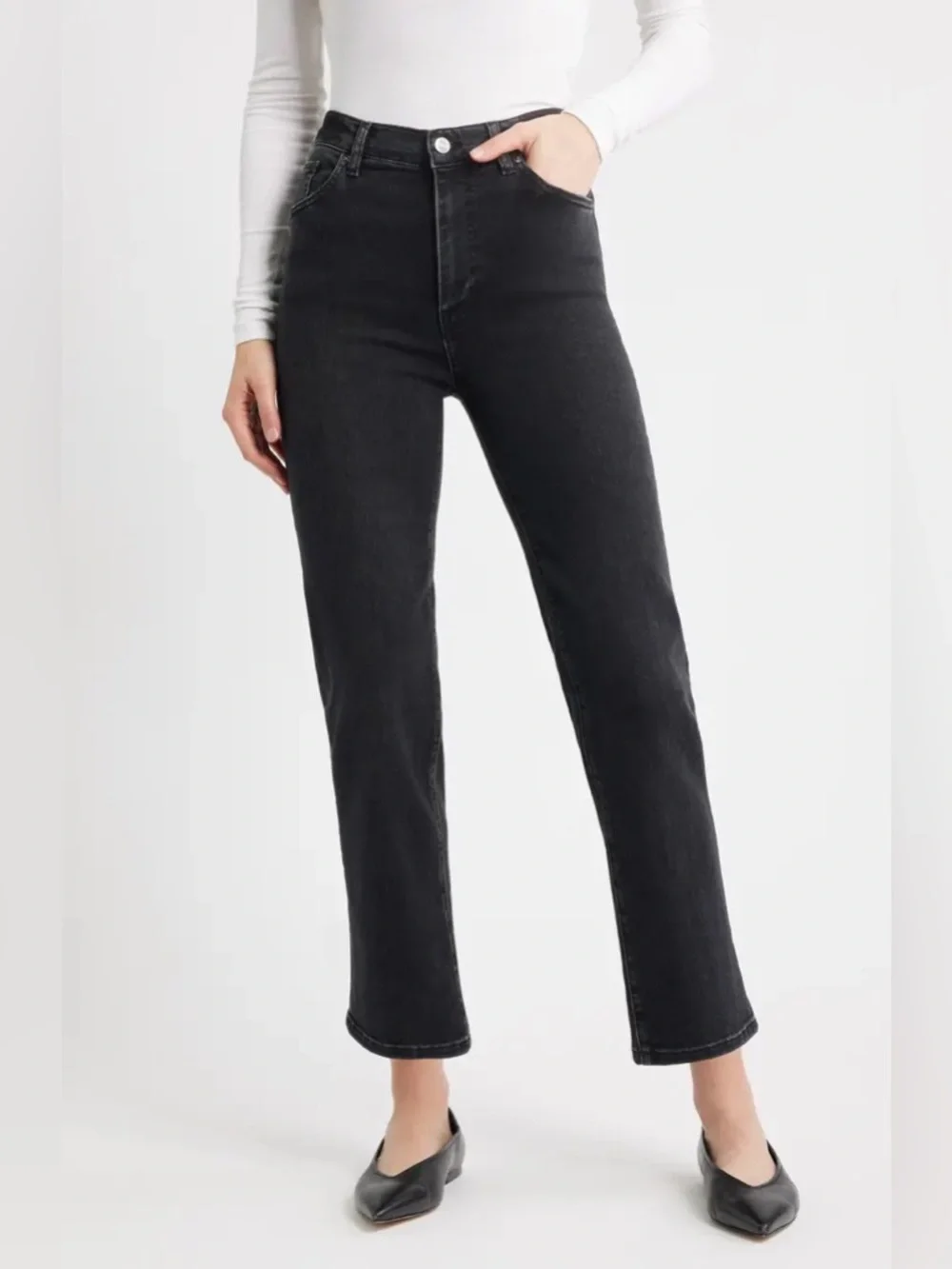 Frame Le Sleek High Waist Ankle Straight‎ Leg Jeans Size 29 Black Wash Meteor